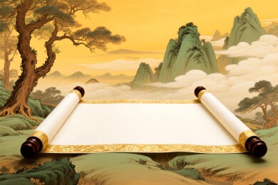 山水卷轴古风空白画轴