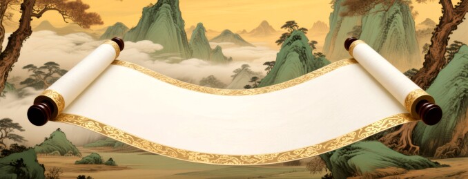 山水卷轴古风空白画轴