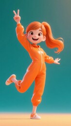 卡通女孩搞怪姿势