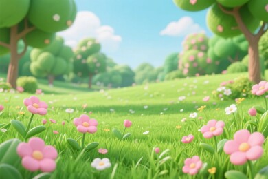 梦幻草地鲜花风景