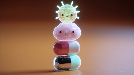可爱药丸堆叠的3D艺术形象