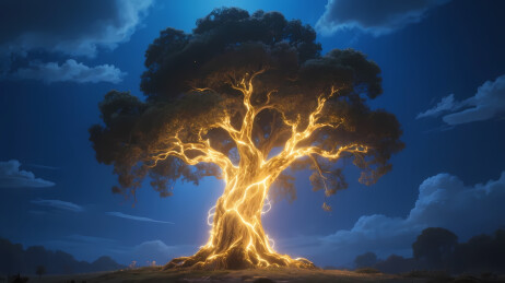 金色光辉的神秘巨树