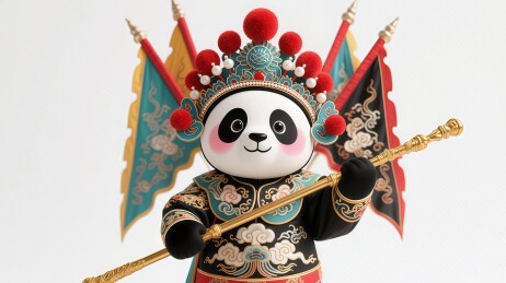 京剧武生熊猫传统服饰卡通