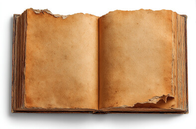 古老书页，泛黄破损