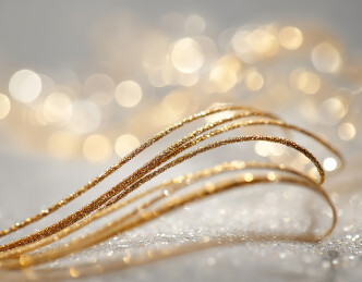 金色丝线与柔和光斑背景