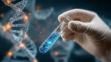 拿着试管的医生或科学家进行研究的医疗概念