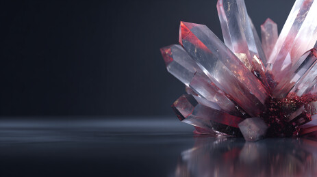 红水晶簇反光特写图