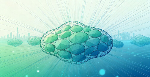 蓝绿色商务科技几何抽象微观细胞背景