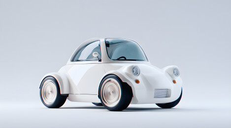 白色迷你电动小汽车