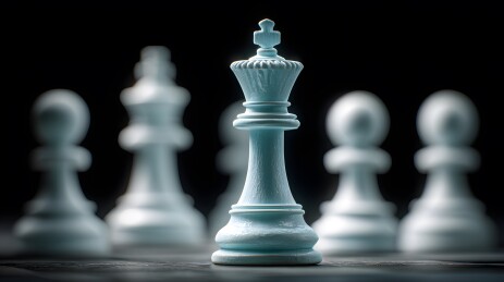 白色国王在黑色背景中领导棋子