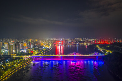 重庆市合川区城市夜景风光航拍
