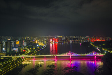 重庆市合川区城市夜景风光航拍