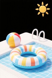 池塘充气玩具太阳插画