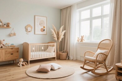 温馨婴儿房插画