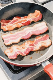 煎培根美食插画