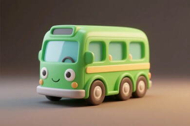 绿色卡通巴士玩具