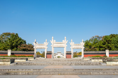 浙江海宁盐官古城观潮胜地公园白石台广场