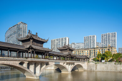 浙江杭州临安市区风光