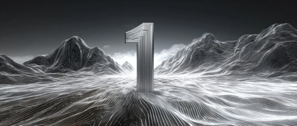 黑白山峰之巅的数字1