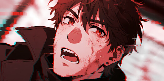 动漫角色的紧张表情特写