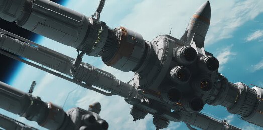 太空站与航天器对接场景