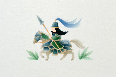 古代勇士骑马奔驰冲锋场景