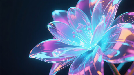 赛博朋克风格科技透明花朵