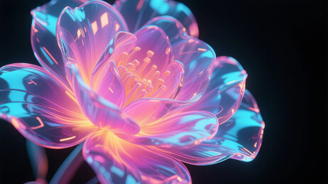 赛博朋克风格科技透明花朵