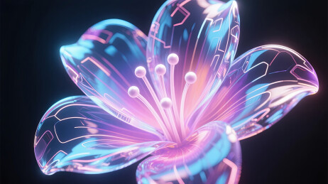 赛博朋克风格科技透明花朵