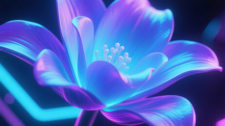 赛博朋克风格科技透明花朵