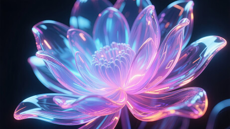 赛博朋克风格科技透明花朵