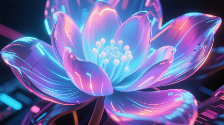 赛博朋克风格科技透明花朵