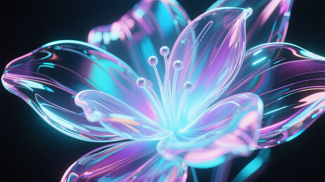 赛博朋克风格科技透明花朵