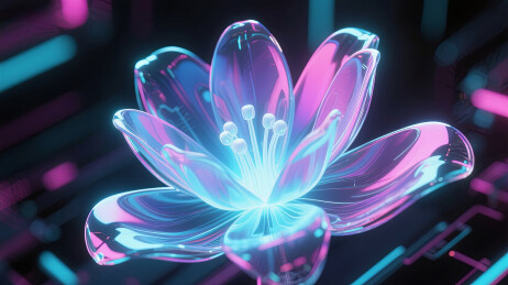 赛博朋克风格科技透明花朵