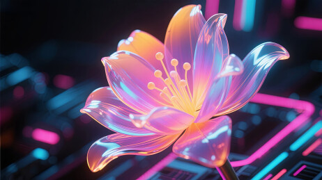 赛博朋克风格科技透明花朵