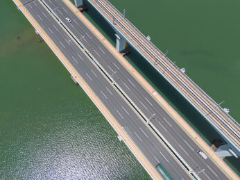 福建省厦门市下潭尾湿地公园与大桥航拍