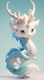 梦幻龙猫蓝白相间的神话生物