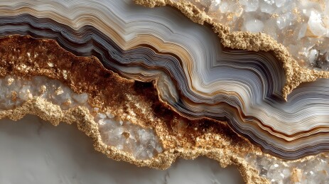 玛瑙纹理金色矿石特写