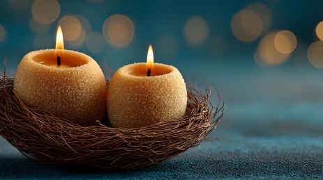 巢中蜡烛温暖光景