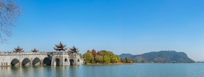 浙江杭州萧山湘湖秋天美景