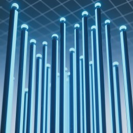 蓝色荧光灯管排列