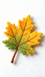 3D羊毛毡毛绒绒质感秋天梧桐树叶模型