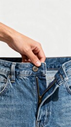 牛仔裤扣子和拉链细节