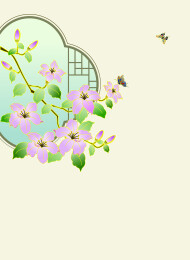 中国风国潮紫荆花插画