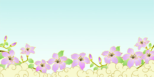 中国风国潮紫荆花插画