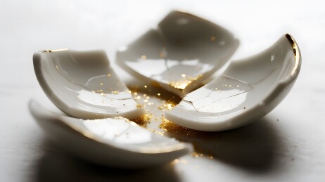 破碎瓷片金粉点缀