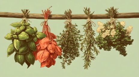 香草悬挂晾干