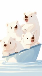 北极熊乘船水上行