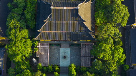 杭州西湖景区灵隐寺风光航拍