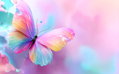 彩色渐变背景上一只彩蝶